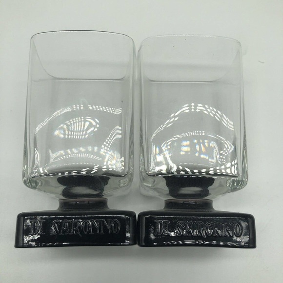 Di Saronno Black Bottom Drinking Glasses 4.25” Shots -Set Of 2- On The Rocks A1 - Picture 5 of 6